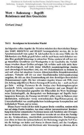 Wort - Bedeutung - Begriff: Relationen und ihre Geschichte