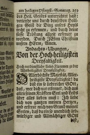 Andachts-Ubungen, Von der Hoch-heiligisten Dreyfaltigkeit. - Zwey Gebetter/ zu der Heiligen Mutter Anna.