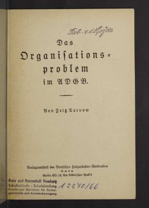 Das Organisationsproblem im ADGB