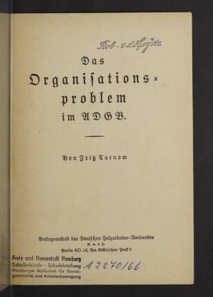 Das Organisationsproblem im ADGB