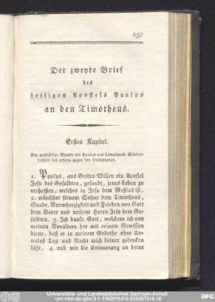 Der zweyte Brief des heiligen Apostels Paulus an den Timotheus.