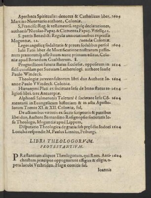 Libri Theologorum Protestantium.