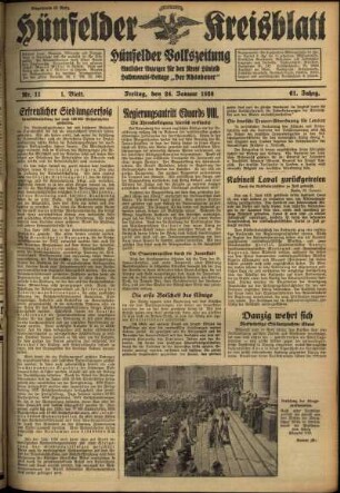 Erste Ausgabe vom Freitag, den 24. Januar 1936.