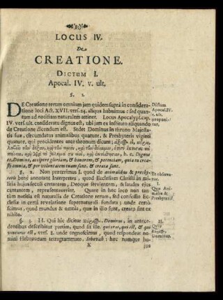 Locus IV. De Creatione
