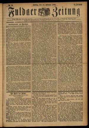 Ausgabe vom Freitag, den 12. Februar 1892.