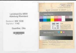 Entnazifizierung Otto Guenther , geb. 08.06.1911 (Wissenschaftlicher Assistent)
