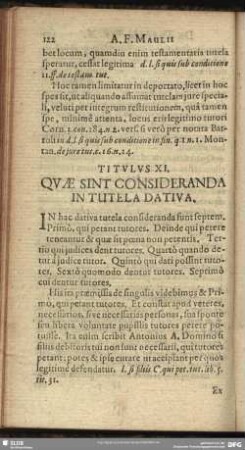 Titulus XI. Quae Sint Consideranda In Tutela Dativa