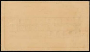 Reitbahn Monatskonkurrenz August 1833: Aufriss (halb) Längsansicht, (halb) Längsschnitt