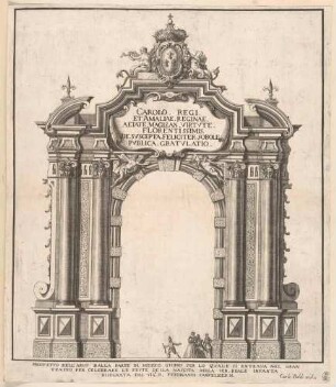 Das südliche Eingangstor der Festarchitektur vor dem Palazzo Reale in Neapel anlässlich der Geburt der Prinzessin Maria Isabel (1740–1742)