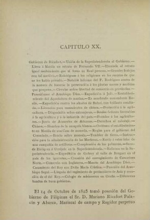 Capítulo XX. Gobierno de Ricafort. - ...