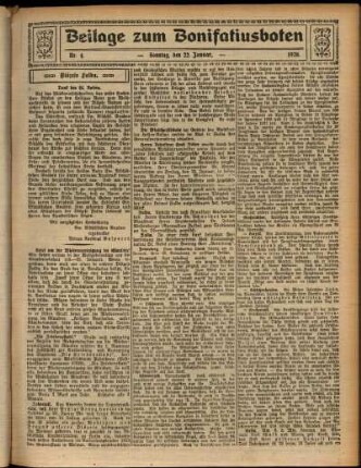 Zweite Ausgabe vom Sonntag, den 22. Januar 1928.