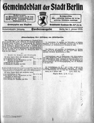 Sonderausgabe, 2. Februar 1922