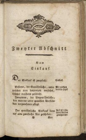 Zweyter Abschnitt. Vom Einkauf.