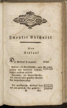 Zweyter Abschnitt. Vom Einkauf.
