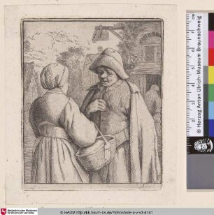 [Mann und Frau in Unterhaltung; Man and woman conversing; L'homme et la femme causant ensemble]