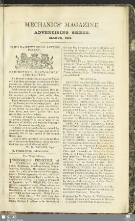 Advertising Sheet. March, 1836