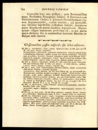 Glossematibus passim adspersis ista lubet adjicere