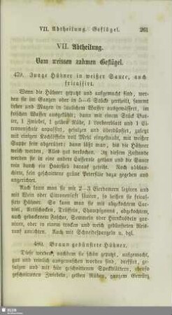 VII. Abtheilung. Vom weissen zahmen Geflügel