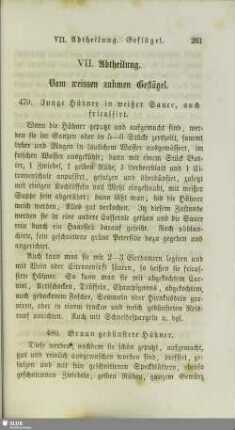 VII. Abtheilung. Vom weissen zahmen Geflügel