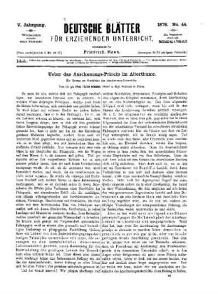 Ueber das Anschauungs-Princip im Alterthume