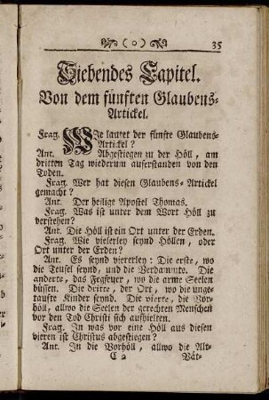 Siebendes Capitel. Von dem fünften Glaubens-Artickel