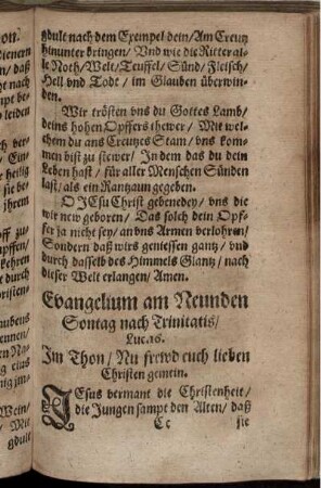 Evangelium am Neunden Sontag nach Trinitatis/ Luc. 16.