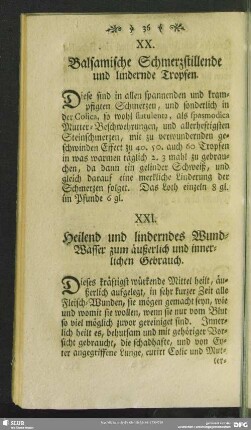 XXI. Heilend und linderndes Wund-Wasser zum äußerlich und innerlichen Gebrauch