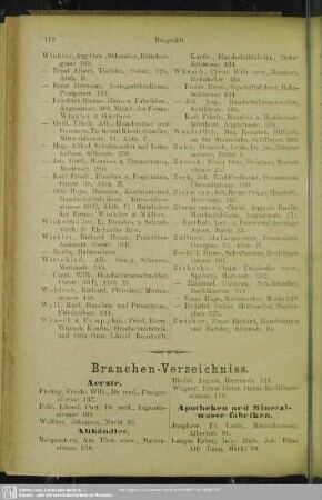 Berufsklassen und Gewerbebetriebe : Branchen-Verzeichniss