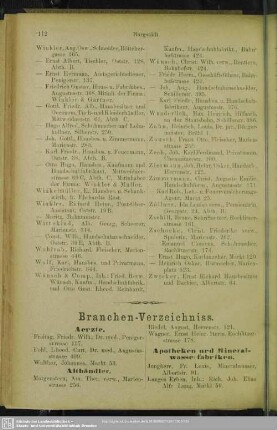 Berufsklassen und Gewerbebetriebe : Branchen-Verzeichniss