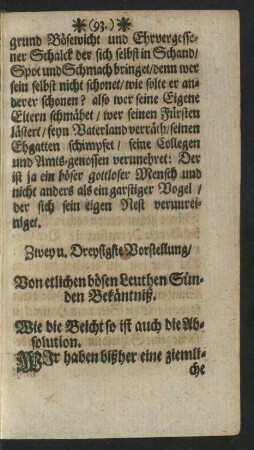 Zwey u. Dreysigste Vorstellung/ Von etlichen bösen Leuthen Sünden Bekäntniß.
