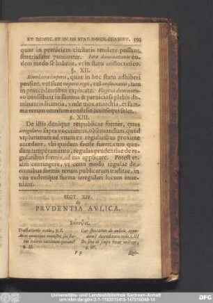 Sect. XIV. de Prudentia Aulica.