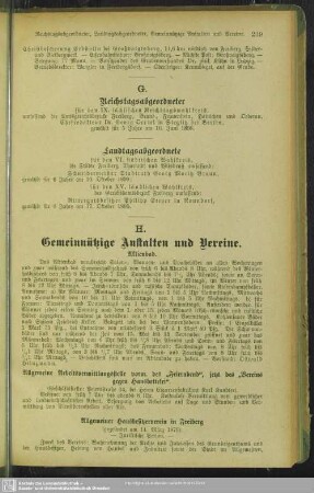 H. Gemeinnützige Anstalten und Vereine