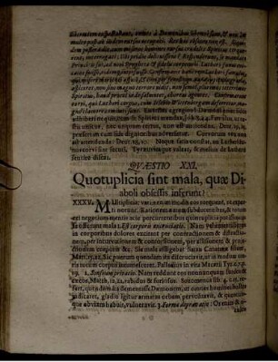 Quaestio XXI. Quotuplicia sint mala, quae Diaboli obsessis inferunt?