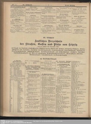 II. Abschnitt. Amtliches Verzeichnis der Straßen, Gassen und Plätze von Leipzig