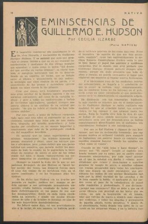 Reminiscencias de Guillermo E. Hudson