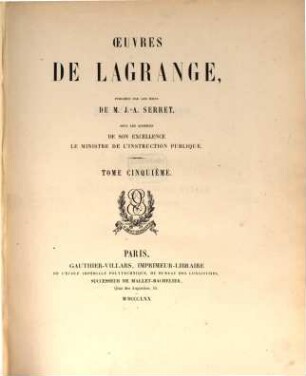 Œuvres de Lagrange, 5