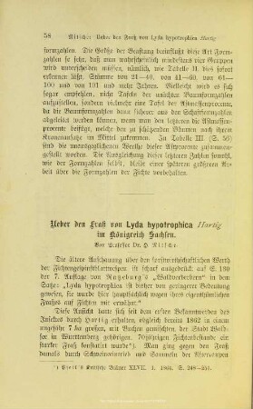 I.4. Ueber den Fraß von Lyda hypotrophica im Königreich Sachsen.