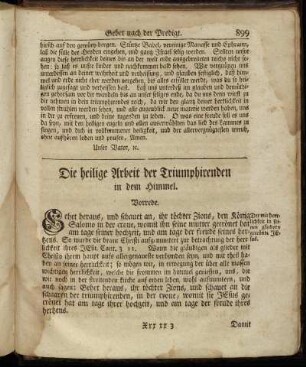 Die heilige Arbeit der Triumphirenden in dem Himmel.
