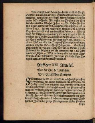 Auff den XXI. Artickel.