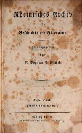 Rheinisches Archiv für Geschichte und Litteratur, 1. 1810