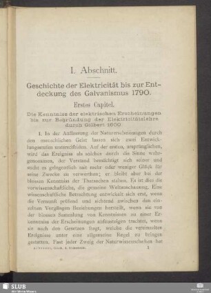 I. Abschnitt. Geschichte der Elektricität bis zur Entdeckung des Galvanismus 1790