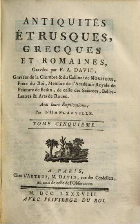 Antiquités etrusques, Grecques et Romaines, 5