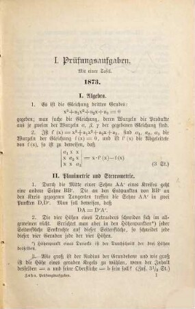Prüfungsaufgaben für das Lehramt der Mathematik und Physik an den Kgl. bayrischen humanistischen und technischen Unterrichtsanstalten