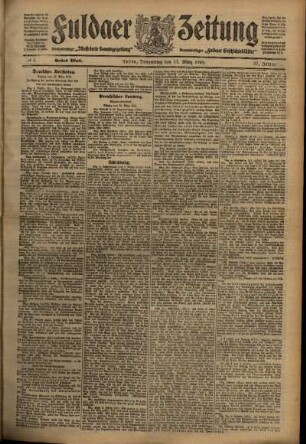 Erste Ausgabe vom Donnerstag, den 17. März 1910.
