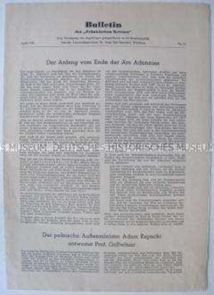 Informationsblatt des "Fränkischen Kreises" u.a. zum "Rapacki-Plan"