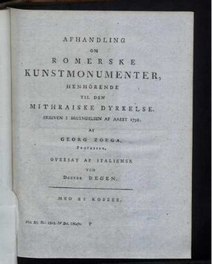 Afhandling om Romerske Kunstmonumenter...