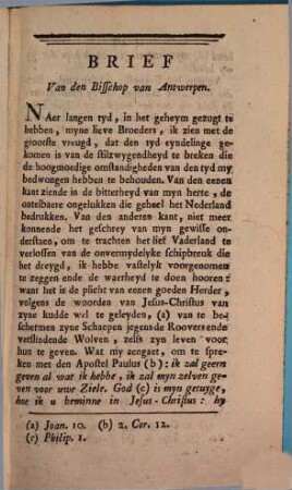 Herderlyken Brief Van Den Bisschop Van Antwerpen, Tot Byvoegzel aen den geenen van den Bisschop Van Mecchelen