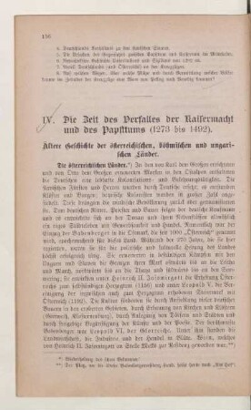 IV. Die Zeit des Verfalles der Kaisermacht und des Papsttums (1273 bis 1492)