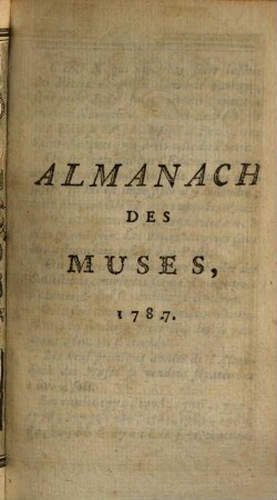 Almanach des muses : ou choix des poésies fugitives. 1787