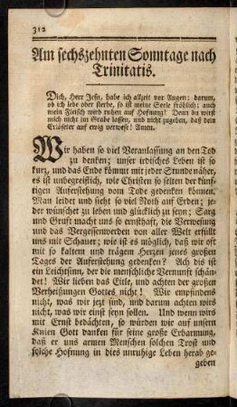 312-333, Am sechszehnten Sonntage nach Trinitatis.